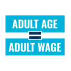 Blue Adult Age = Adult Wage logo